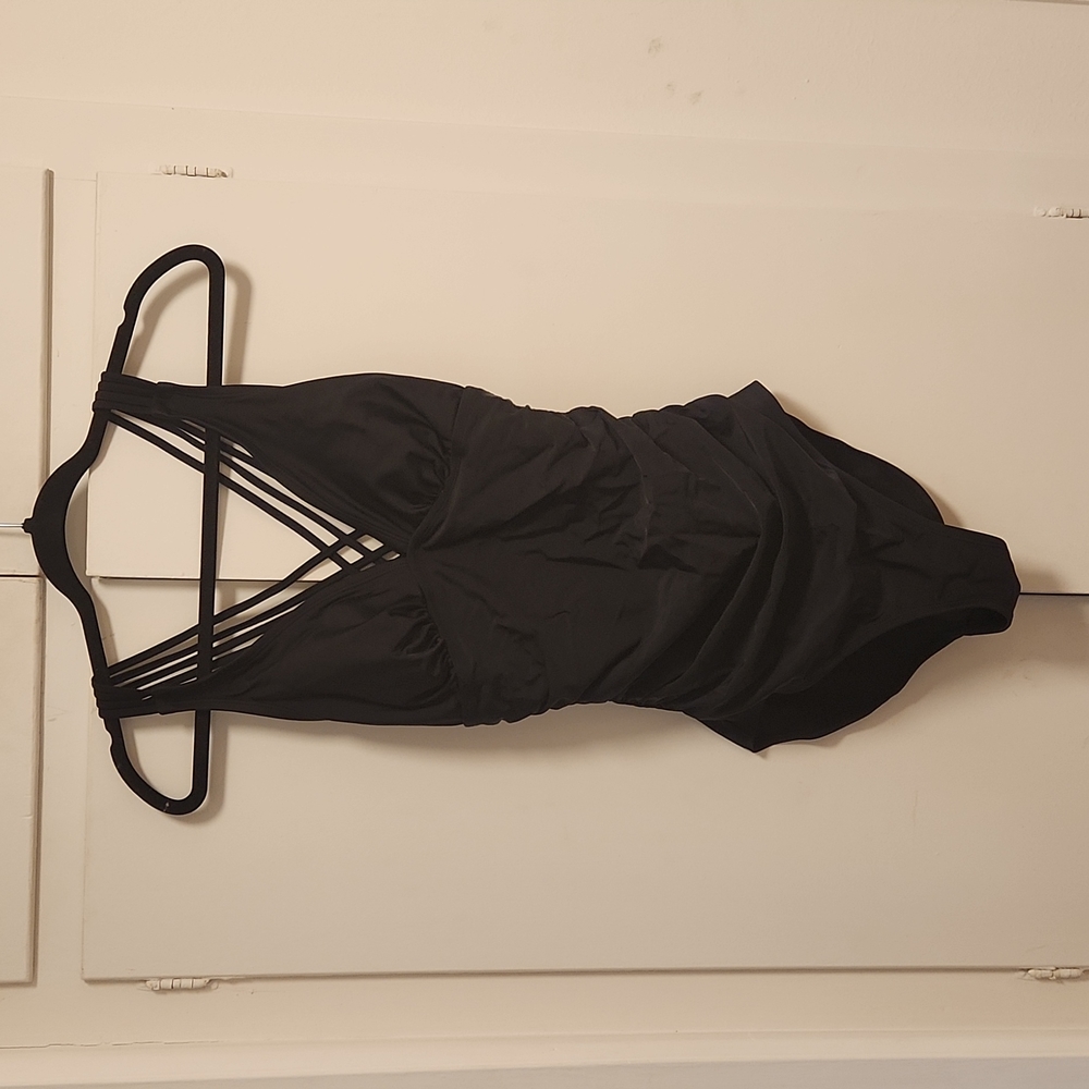 Strappy black one piece swimsuit